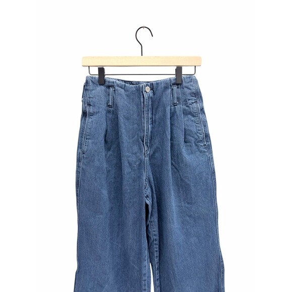 Zara High-Waisted Wide Leg Jeans Raw Hem Denim Vintage Inspired Women’s US 4 - Picture 4 of 12